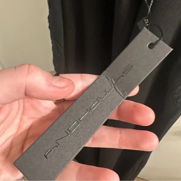 NWT Elegant Long Black Formal Symphony Dress with Deep V-Neck and Lace Detailing - Picture 8 of 11